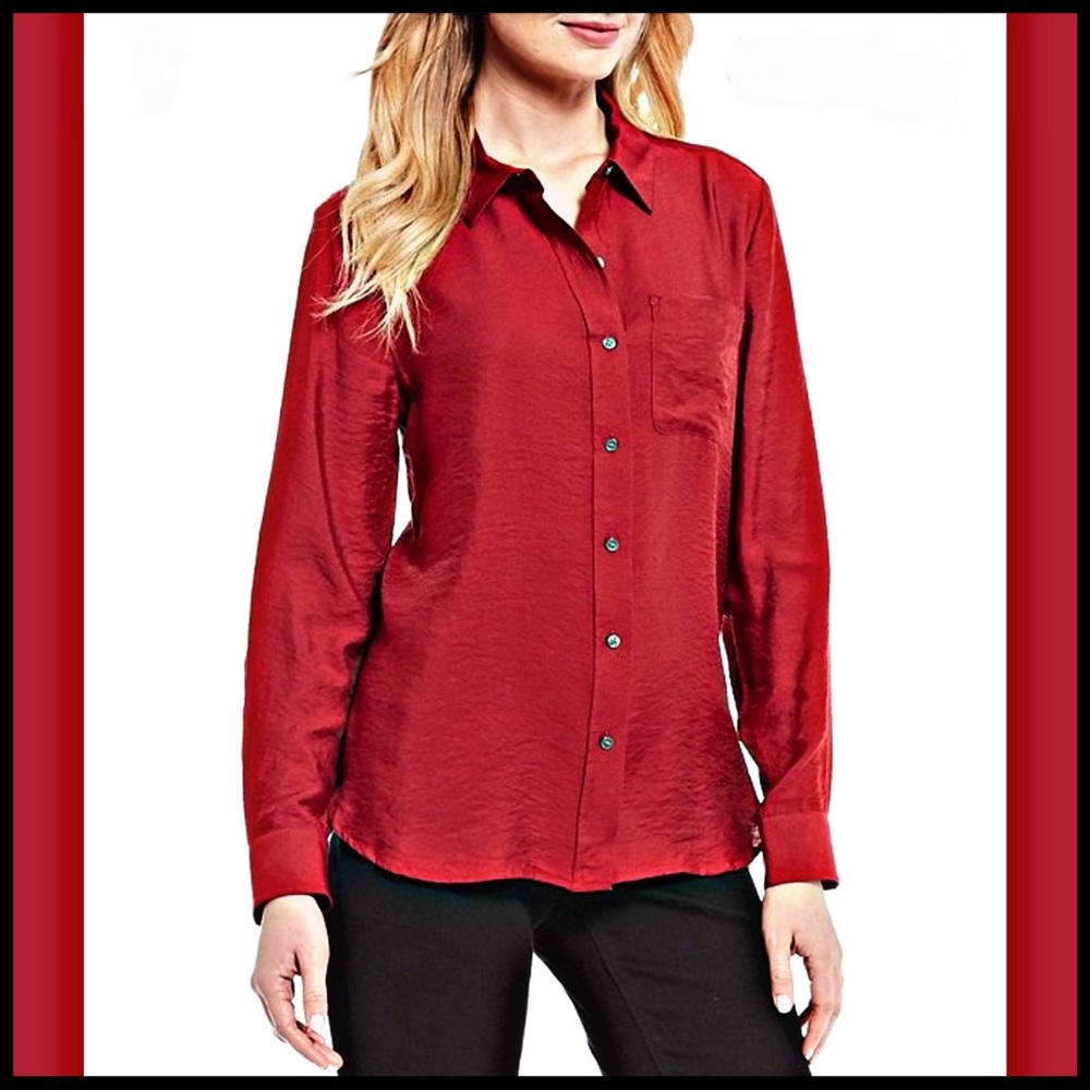 NWOT WESTBOUND Red Button-Down Long Sleeve Shirt S